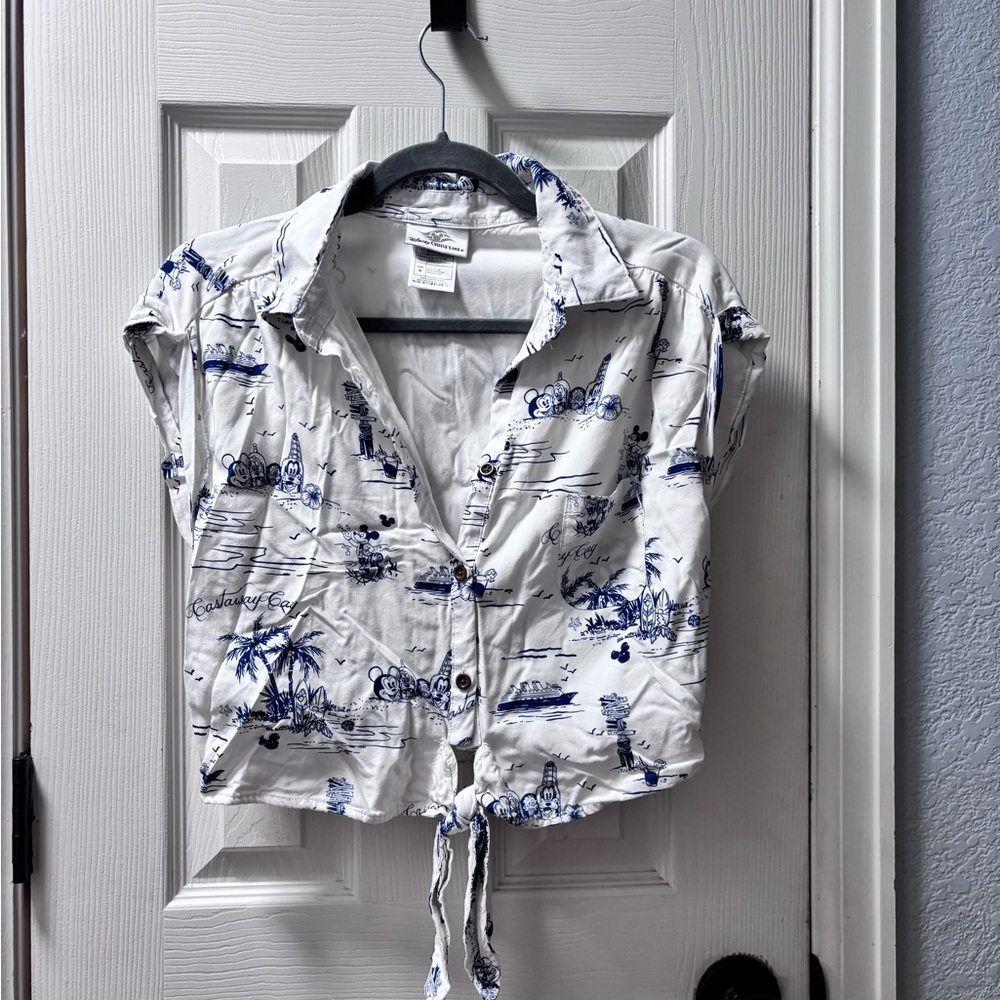 Disney Cruise Line White and Navy Shirt